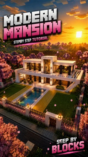 Modern Mention With Swimming Pool | Minecraft Builds #minecraft #buildtutorial