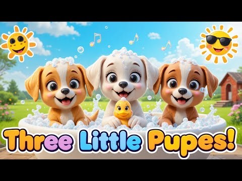 Three Little Puppies Song | Cute Puppy Bath Song for Kids | Fun Animal Rhymes