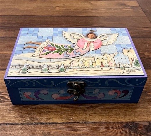 Jim Shore Heartwood Creek Collection “music Makes the Season Merry” Angel Keepsake Box - Lidded Wood Box Item #4009384 - Etsy