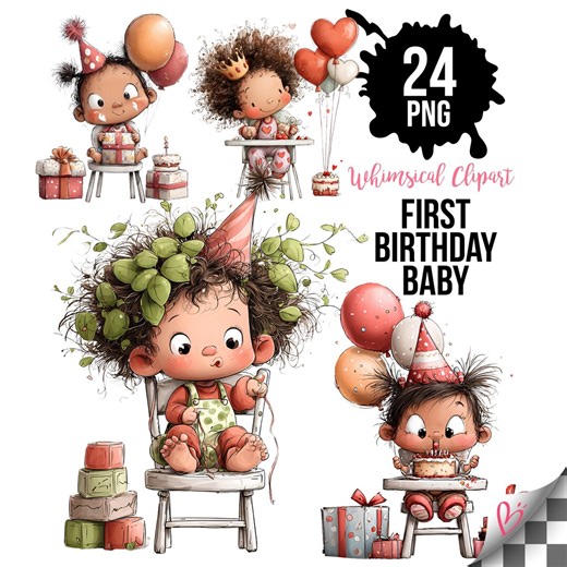 1st Birthday Baby PNG Bundle – Whimsical Baby High Chair, Cake, Gifts & Toys for Invitations and DIY Crafts, Commercial Use, 24 PNG - Etsy