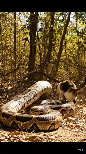 cat Vs python. #wildlife #turkishcat #cuteanimal