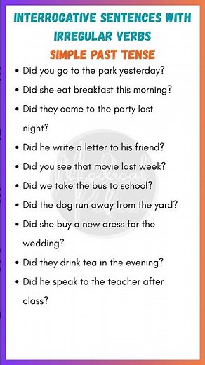 Interrogative Sentences in Simple Past Tense | Irregular Verbs Practice