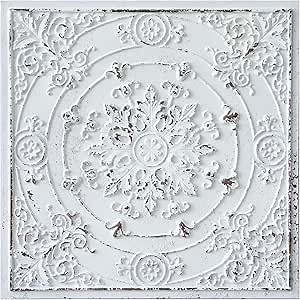 Decorative Ceiling Panels, Aged Patina Finish 24x24in, Wall Decor for Bar Cafe Club PL18 10tiles/lot (Distress Crack White Black)