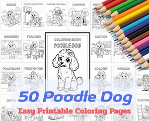 50 Poodle Coloring Pages | Cute Dog Printable Book for Kids & Adults - Etsy