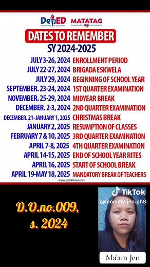 DepEd Calendar of Activities for School Year 2024-2025