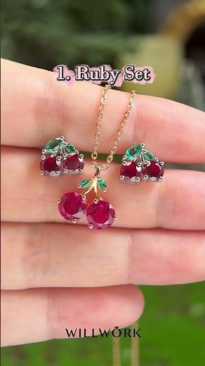 Emerald Jewelry Set — Ruby & Citrine Necklace + Earrings | Gift-Ready Gemstone Sets