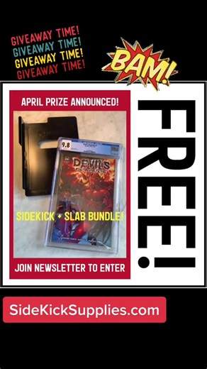 SideKick April GIVEAWAY prize is announced: CGC 9.8 Devil’s Dominion #1 a FREE SideKick! Join our newsletter list to enter, no purchase necessary! Must LOVE comics to win 😎 #comiccollecting #comiccollection #comiccollector #comicbooksupplies #comicsupplies #comicboxes #comicstorage #shortbox #longbox #sidekick #comeseeus #madeinusa🇺🇸 #madeinusa #localcomicshop #LCS #smallbusiness #roadtrip2023 #marvelcomics #dccomics #indiecomics #moderncomics #copperagecomics #bronzeagecomics #silveragecomic