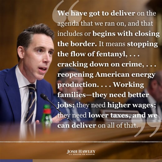 Just a preview of what Senator Hawley is looking forward to working on in his next term —> | Senator Josh Hawley
