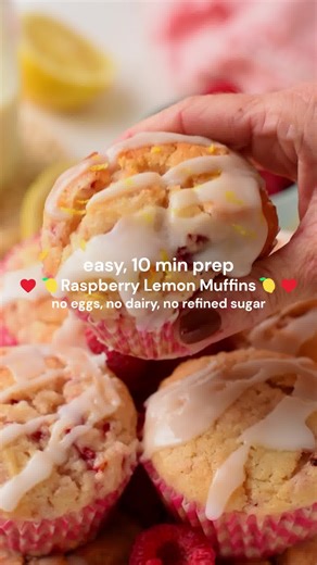 Lemon Raspberry Muffins - NO Eggs, NO Dairy - RECIPE IN COMMENT | The Conscious Plant Kitchen
