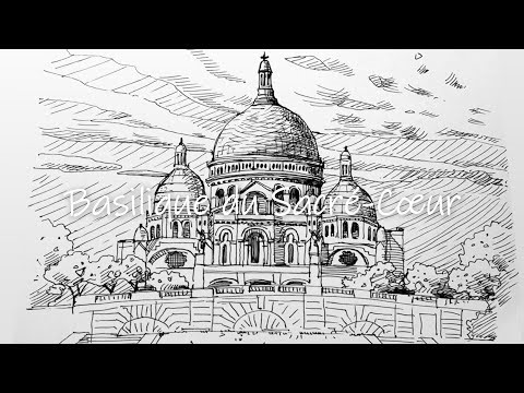 How to Draw Basilique du Sacré-CœurㅣFountain Pen Sketch drawing ASMR
