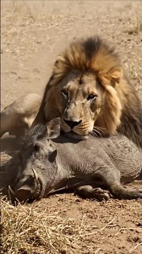 Father Lion hunts Warthog | BBC Earth #shorts #wildlife