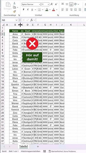 Spaltenbreite automatisch anpassen ⚡️ #Excel #tippsundtricks #microsoftambassador