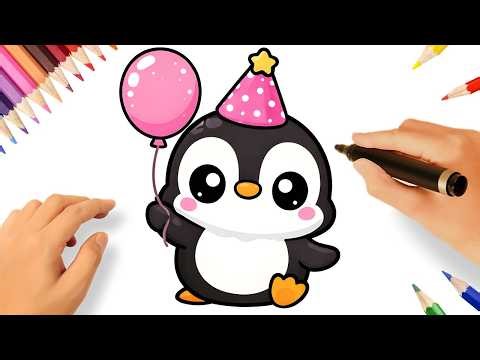 HOW TO DRAW A CUTE PENGUIN EASY STEP BY STEP 🎈