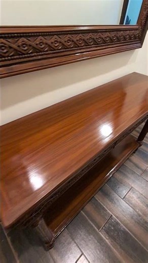 Hand-carved Chinioti Console & Mirror in Glossy Sheesham Wood. ✨ Luxury for your home. DM to order!