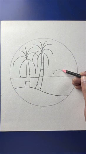 How to draw a scenery with circle step by step for beginners