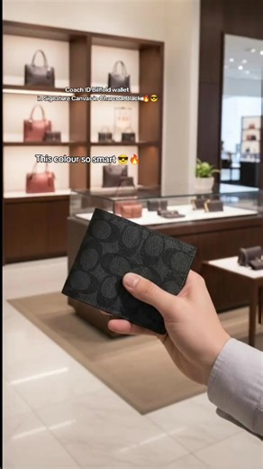 Coach ID Billfold Wallet in Charcoal Black