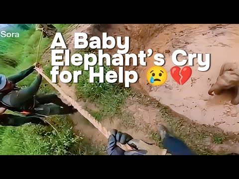A Baby Elephant’s Cry for Help 😢💔