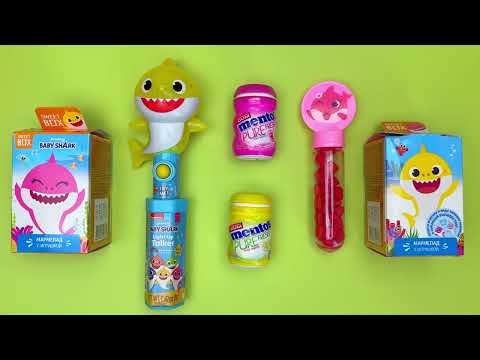 🦈💙 Baby Shark Pez Dispenser ASMR | Crinkly Candy Wrappers & Egg Surprise Opening