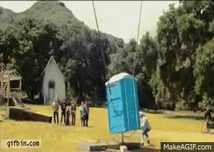 Jackass 3D - Steve-O port-a-potty sling shot Clip on Make a GIF