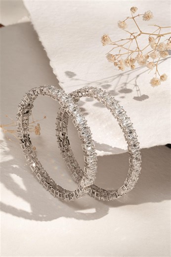 Diamond Silver CZ West Indian Wedding Bangles Set | Indian Bridal Sabhyasachi Pakistani Jewelry - Etsy