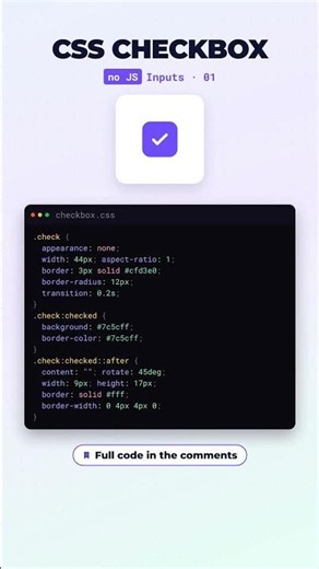 How to build a custom checkbox with a CSS-only checkmark #shorts