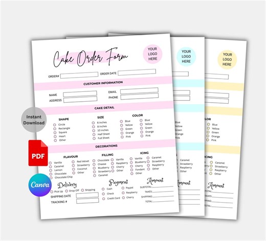 Cake Order Contract, Bakery Contract Template, Cake Order Form Printable, Wedding Cake Agreement, Catering Contract, Canva Editable - Etsy