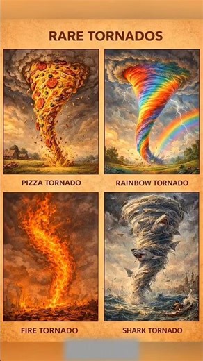 Pizza Tornado vs. Shark Tornado! Which one is scarier? 🍕🦈 #Tornadonew #RareTornadoes #AIVideo