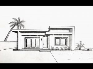 How to draw a simple house in one point perspective easy