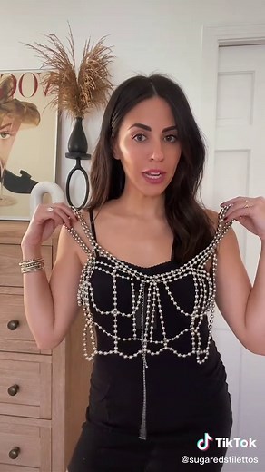 How to style a beaded chain bra top #chaintops #beadedtop #stylingthistop #extraoutfit #bratops #chainbralette