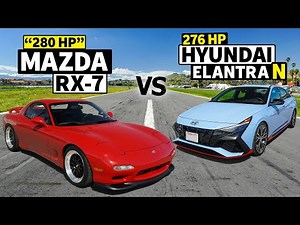 Mazda FD RX-7 vs 2022 Hyundai Elantra N in NO PREP Drag Race