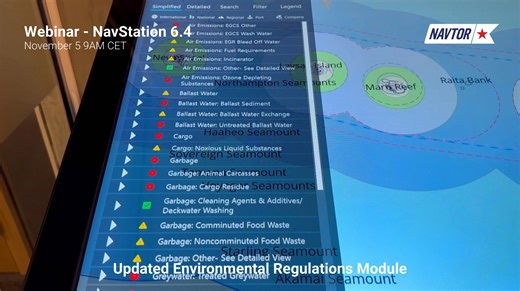 🚢🌍 Join us for a webinar! 📺Next week, on November 5, we will be hosting a webinar to discuss the latest features in NavStation 6.4. Our team of product experts will demonstrate Maritime Security Information from Risk Intelligence, Multiple Port Passage Planning, updates to the Port Database, and much more, followed by a Q&A session. 📆 When: 𝐖𝐞𝐝𝐧𝐞𝐬𝐝𝐚𝐲, 𝐍𝐨𝐯𝐞𝐦𝐛𝐞𝐫 5, 𝐚𝐭 09.00 𝐀𝐌 𝐂𝐞𝐧𝐭𝐫𝐚𝐥 𝐄𝐮𝐫𝐨𝐩𝐞𝐚𝐧 𝐓𝐢𝐦𝐞 (CET). More info and signup below: https://afyvocnr.vide