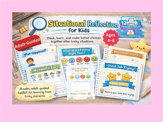 Kids Situational Reflection Toolkit | Printable SEL Worksheets (PDF) - Etsy