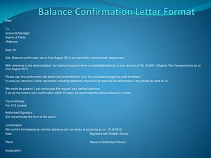 Balance Confirmation Letter Format - SlideServe