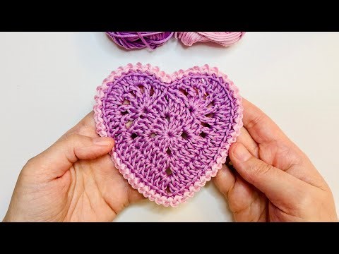 💜 Crochet Heart Coaster from Granny Square ✨ Very Easy Pattern ✨ Step by Step Tutorial
