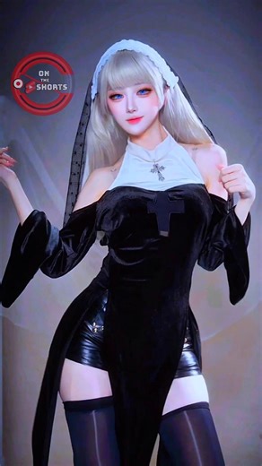 White Hair Nun Cute Dance ❤️😍 Nun Cosplay #shorts