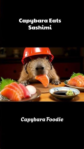 Capybara Eats Sashimi 🍣🐹 | Mukbang ASMR | Capybara Foodie #asmr #capybara