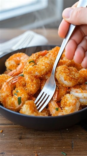 🧀 Crispy Garlic Parmesan Shrimp Quick, crispy shrimp with a buttery Parm crunch, cheesy comfort bite everyone’s obsessed with. 📝 Ingredients 1 lb (450 g) large shrimp, peeled & deveined ½ cup breadcrumbs (panko or regular) ¼ cup grated Parmesan cheese 1 tsp garlic powder ½ tsp paprika ¼ tsp black pepper ¼ tsp salt 2 tbsp melted butter 1 tbsp chopped chives or parsley (for garnish) 🍽️ How to Make It 1️⃣ Preheat & Prep: Preheat oven to 400°F (200°C) or air fryer to 375°F. Line a baking tray wit