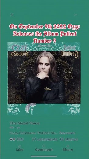 Ozzy | Patient Number 9 | Released on September 9th 2022