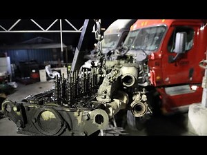 DD15 engine overheated broken cylinder head full engine overhaul compression leak to cooling system