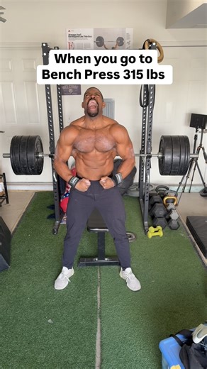Andre Crews on Instagram: "315 Supine Bench PR powered by sleep dad-prevation My son got up at 12am, 2am, 4am, and 5am. But the work continues! Capping off this 6 week strength cycle with a 10 lb PR Consistent progressive overload training ftw. Drop a DADLIFT and I’ll send you my routine﫡 #crewscontrol #dadswholift #benchpresspr #liftingmotivation #mustard #fitdad #benchpress #dadbod #progressiveoverload"