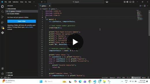 #cprogramming #cpp #rockpaperscissors #programmingproject #internship #learningjourney #cognify | Harish Karupuchamy