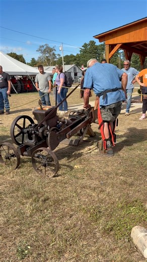 Gary W. Demonstrates his 5hp Ottawa drag saw, on display all week at the Maine Antique Power Association’s location on the Cumberland fairgrounds. | Maine Antique Power Assn.
