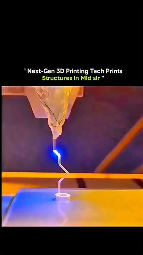 SCIENCE | FACTS | BEYOND | HISTORY | on Instagram: "This isn’t science fiction — it’s the future of manufacturing unfolding right before our eyes. Traditional 3D printers rely on layers, gravity, and support structures. But this next-generation technology rewrites the rules by printing structures directly in mid-air. Using advanced robotics, rapid material curing, and precise motion control, the printer deposits material that solidifies instantly — allowing shapes to grow freely in space. No sca