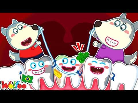 Hidden Tooth Monster! 🦠🦷 Wolfoo learns to use dental floss | Wolfoo in Portuguese