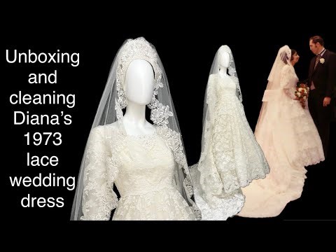 A dramatic 1970’s lace wedding dress is cleaned and wearable once again 52 years later