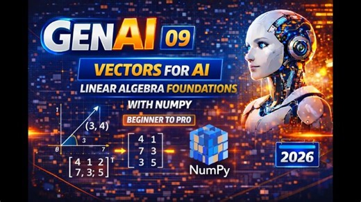 GENAI_09: Vectors for AI | Linear Algebra Foundations with NumPy (Beginner to Pro) | Ajantha Devi Vairamani