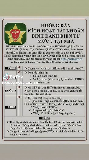 Hướng dẫn kích hoạt tài khoản định danh điện tử mức 2 tại nhà