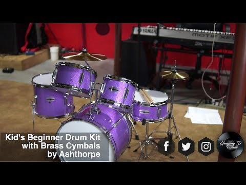 Kid's Beginner Drum Kit with Brass Cymbals by Ashthorpe