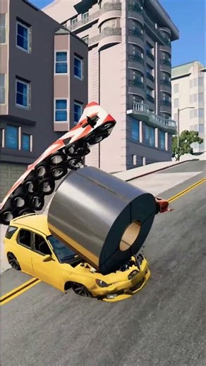 Cars vs Steel Coils on Uphill Highway! #beamngdrive