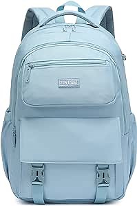 SUNEIGHT Laptop Backpack for Women, 18-inch Water Resistant & Ripstop School Bag, Large Capacity Travel Daypack Fits up to 15.6" Laptop, Professional Work Bookbag for Girls,Blue